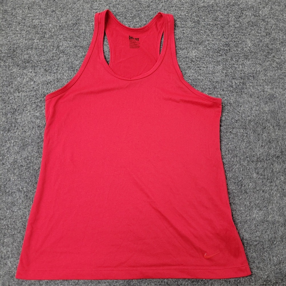 Nike Tank Top Womens Size L Red Dri-Fit Regular Fit Racerback Athletic Gym Shirt
